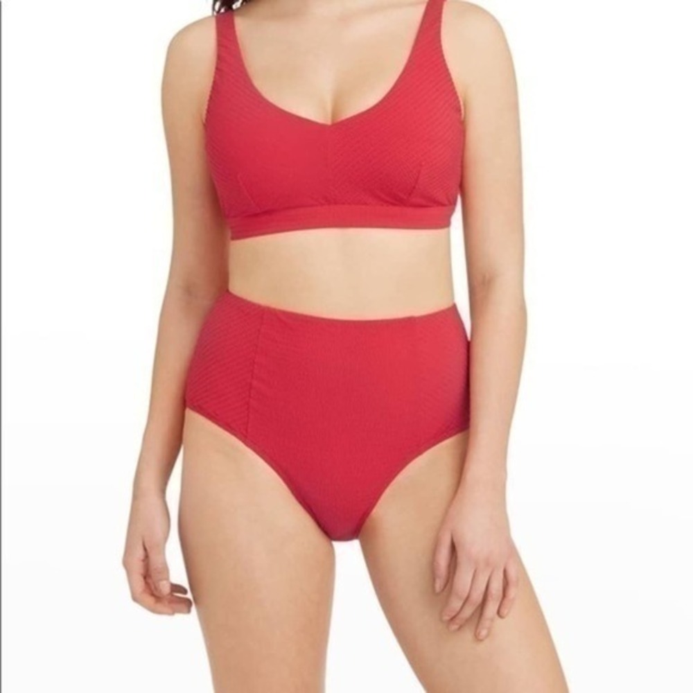 Sea Level Essentials Mid Rise Bikini Bottom Red Size 6 US NWT - Picture 1 of 5